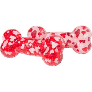 Frisco Valentine Hearts TPR Bone Squeaky Dog Toy, Medium/Large, 2 count