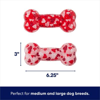 Show full view: Frisco Valentine Hearts TPR Bone Squeaky Dog Toy, Medium/Large, 2 count slide 3 of 7