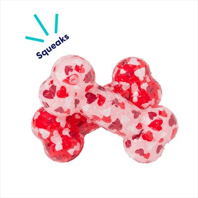 Show full view: Frisco Valentine Hearts TPR Bone Squeaky Dog Toy, Medium/Large, 2 count slide 4 of 7