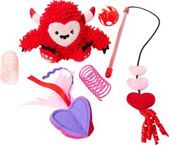 Frisco Valentine Love Monster Plush, Teaser, Spring & Ball Variety Pack Cat Toy with Catnip, 6 count