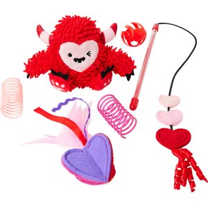 Frisco Valentine Love Monster Plush, Teaser, Spring & Ball Variety Pack Cat Toy with Catnip, 6 count