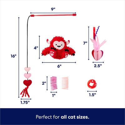 Show full view: Frisco Valentine Love Monster Plush, Teaser, Spring & Ball Variety Pack Cat Toy with Catnip, 6 count slide 2 of 6