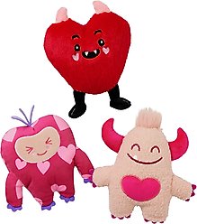 Frisco Valentine Love Monsters Plush Squeaky Dog Toy, Small/Medium, 3 count