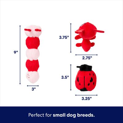 Show full view: Frisco Valentine Lovebugs Plush Squeaky Dog Toy, Small, 3 count slide 2 of 7