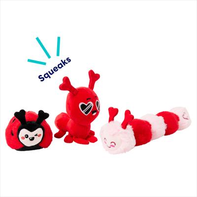 Show full view: Frisco Valentine Lovebugs Plush Squeaky Dog Toy, Small, 3 count slide 3 of 7