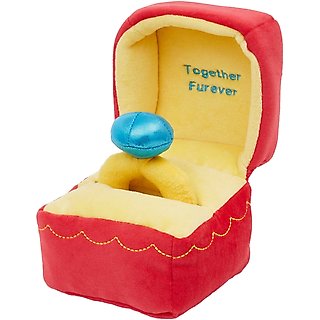 Frisco Valentine Ring 2-in-1 Plush Squeaky Dog Toy, Yellow, Small slide 1 of 5