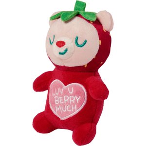 Frisco Valentine Strawberry Bear Plush Squeaky Dog Toy, Small