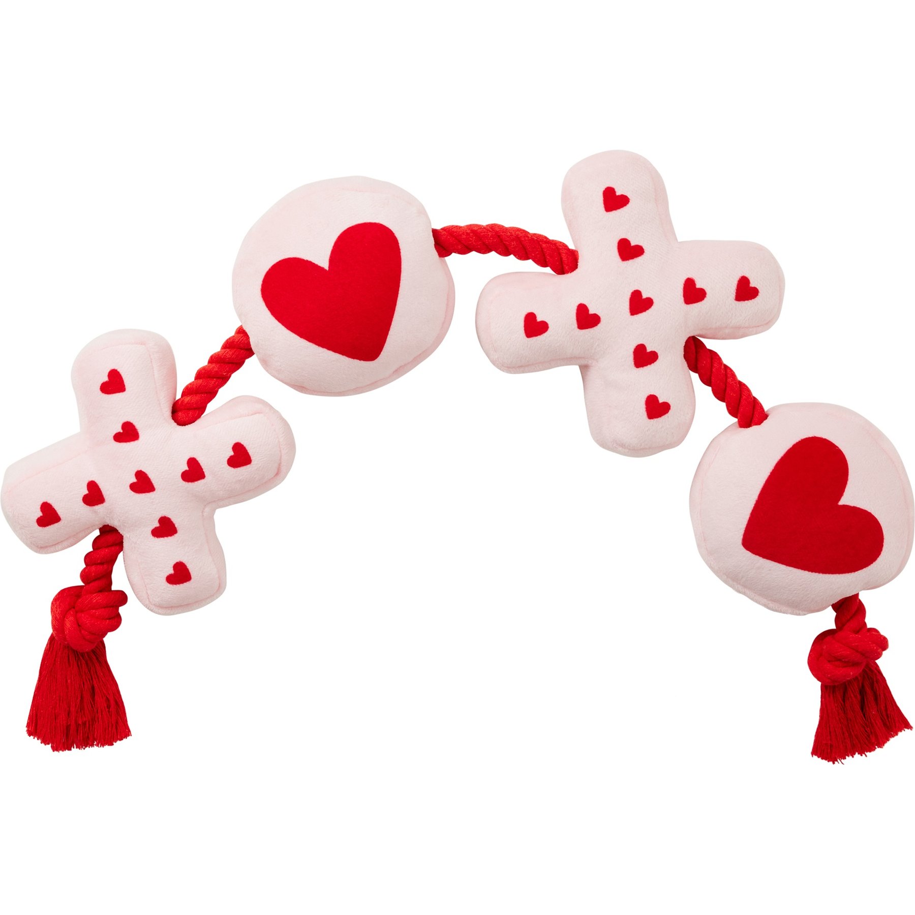 Frisco Valentine XOXO Plush with Rope Squeaky Dog Toy, Large