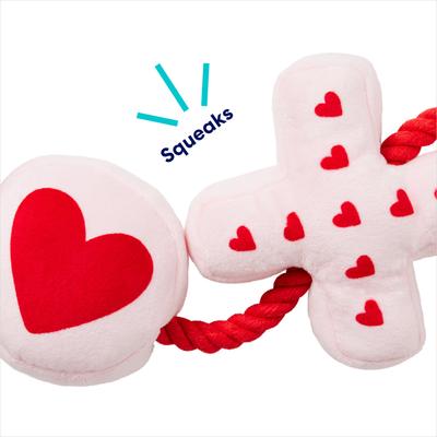 Show full view: Frisco Valentine XOXO Plush with Rope Squeaky Dog Toy, Large slide 3 of 6
