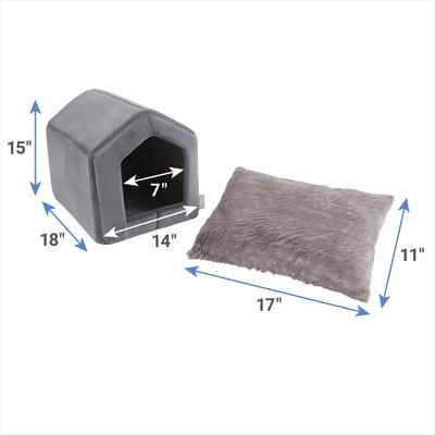 Show full view: Frisco Velvet Covered House Cat & Dog Bed, Gray slide 3 of 9