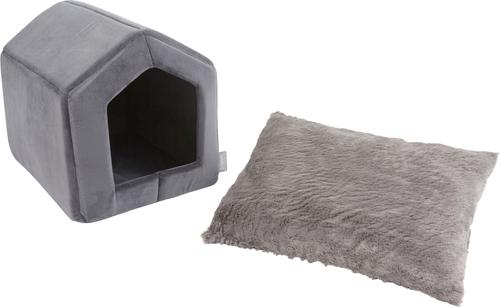 Show full view: Frisco Velvet Covered House Cat & Dog Bed, Gray slide 4 of 9