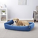 Frisco Velvet Quilted Bolster Cat & Dog Bed, Blue, X-Large