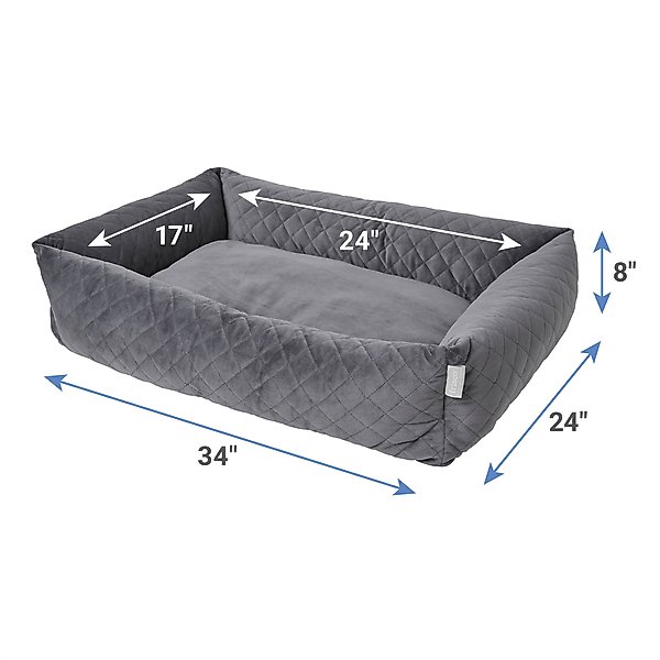 Frisco Velvet Quilted Bolster Cat & Dog Bed
