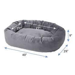 Frisco Velvet Round Bolster Dog Bed w/Removable Cover, Gray, Large slide 2 of 6