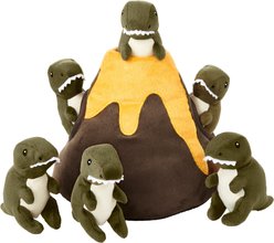 Frisco Volcano & Dinosaurs Hide & Seek Puzzle Plush Squeaky Dog Toy, Small/Medium