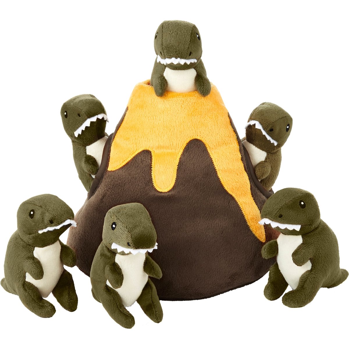 Frisco Volcano & Dinosaurs Hide & Seek Puzzle Plush Squeaky Dog Toy, Small/Medium