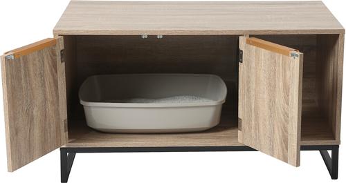 Show full view: Frisco Walkway Entrance Two Door Bench Cat Litter Box Cover, Almond slide 4 of 6