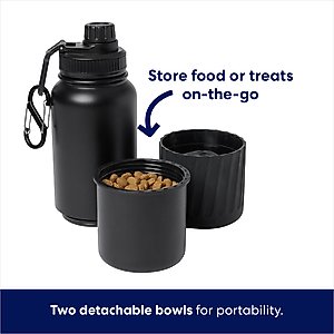 Frisco Water Bottle with Treat Food Container, Black