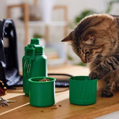 Show full view: Frisco Water Bottle with Treat Food Container, Green slide 6 of 10