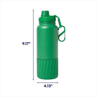Show full view: Frisco Water Bottle with Treat Food Container, Green slide 2 of 10