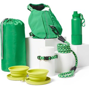 Frisco Water Bottle with Treat Food Container, Green