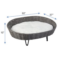 Frisco Wicker Elevated Cat & Dog Bed with Long Faux Fur Cushion, Large slide 2 of 4