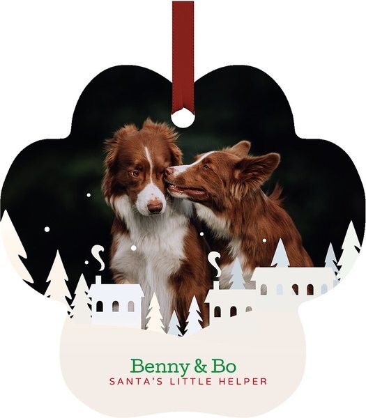 Frisco Winter Town Bone Shape Metal Personalized Dog Holiday Ornament