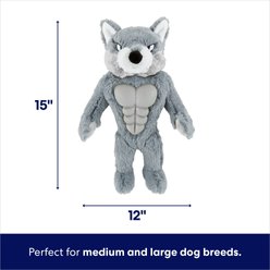 Frisco Wolf Muscle Plush Squeaky Dog Toy, Medium/Large slide 2 of 6