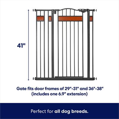 Show full view: Frisco Wood Accents Extra Tall Auto-close Dog Gate, 41-in, Black slide 2 of 8