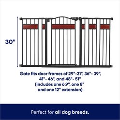 Frisco Wood Accents Extra Wide Auto-close Pet Gate, 30-in, Black slide 2 of 5