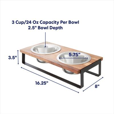 Show full view: Frisco Wooden Bars Dog & Cat Double Bowl Diner, Black, Medium: 3 cup, 1 count slide 3 of 9