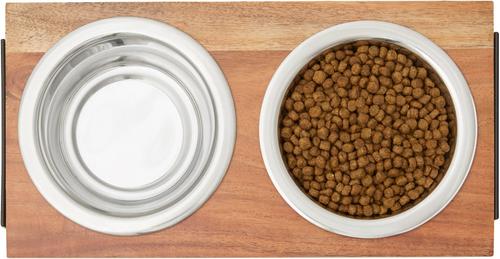 Show full view: Frisco Wooden Bars Dog & Cat Double Bowl Diner, Black, Small: 1.5 cup slide 3 of 9