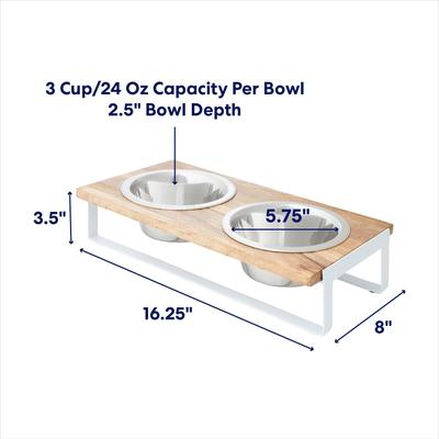 Show full view: Frisco Wooden Bars Dog & Cat Double Bowl Diner, White, Medium: 3 cup slide 2 of 8