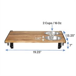 Frisco Wooden Wall Mounted Stainless Steel Cat Feeding Station with Bowl, Natural, 2 cup slide 2 of 5