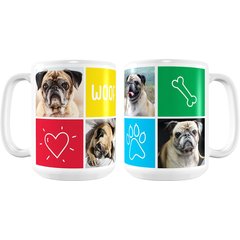 Frisco Woof White Personalized Coffee Mug, 15-oz