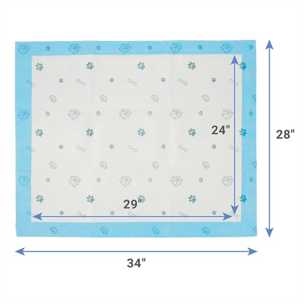 Show full view: Frisco X-Large Premium Dog Training & Potty Pads, 28 x 34-in, Unscented, 21 count, Paws & Bones slide 2 of 10