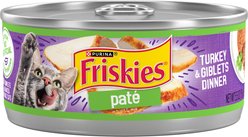Friskies Classic Pate Adult Turkey & Giblets Dinner Canned Wet Cat Food, 5.5-oz can, case of 4