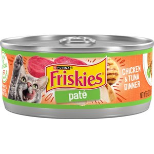Friskies Classic Pate Chicken & Tuna Dinner Canned Cat Food, 5.5-oz, case of 24