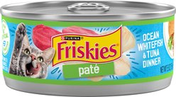 Friskies Classic Pate Ocean Whitefish & Tuna Dinner Canned Cat Food, 5.5-oz, case of 24