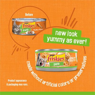 Show full view: Friskies Classic Pate Poultry Platter Canned Cat Food, 5.5-oz can, bundle of 72  slide 4 of 10