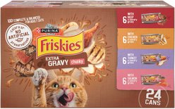 Friskies Extra Gravy Chunky Variety Pack Canned Cat Food, 5.5-oz, case of 24