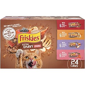 Friskies Extra Gravy Chunky Variety Pack Canned Cat Food, 5.5-oz, case of 24