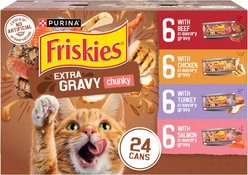 Friskies Extra Gravy Chunky Variety Pack Canned Cat Food, 5.5-oz, case of 24