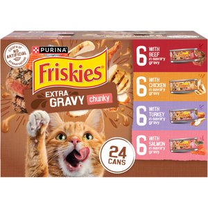 Friskies Extra Gravy Chunky Variety Pack Canned Cat Food, 5.5-oz, case of 24
