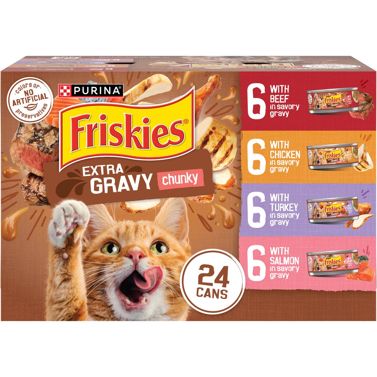 Friskies Extra Gravy Chunky Variety Pack Canned Cat Food, 5.5-oz, case of 24