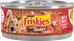 Friskies Extra Gravy Chunky with Beef in Savory Gravy Canned Cat Food, 5.5-oz, case of 24
