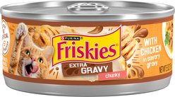 Friskies Extra Gravy Chunky with Chicken in Savory Gravy Canned Cat Food, 5.5-oz can, case of 24