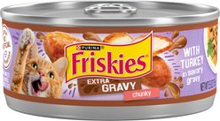 Friskies Extra Gravy Chunky with Turkey in Savory Gravy Canned Cat Food, 5.5-oz, case of 24