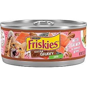 Friskies Extra Gravy Pate with Salmon in Savory Gravy Canned Cat Food, 5.5-oz, case of 24