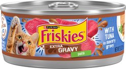 Friskies Extra Gravy Pate with Tuna in Savory Gravy Canned Cat Food, 5.5-oz can, case of 4